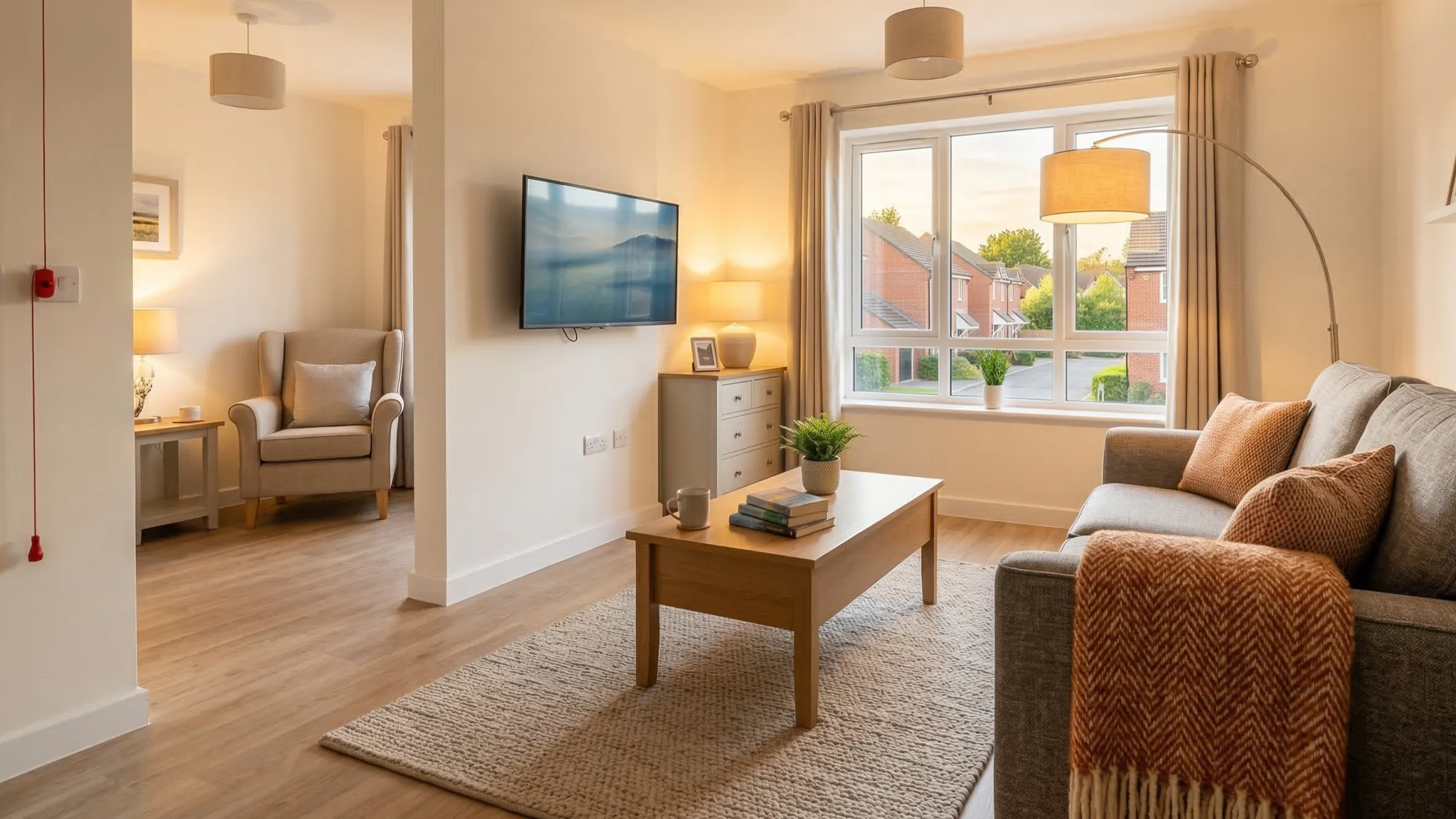 A bright, welcoming supported living home with a comfortable communal space